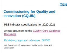 Commissioning for Quality and Innovation (CQUIN): PSS indicator specifications for 2020-2021: Annex document to the CQUIN Core Guidance Document